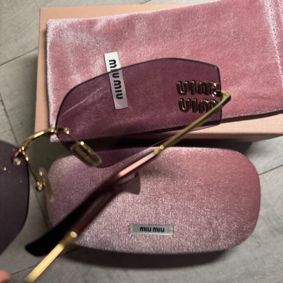 Viral Miu Miu Pink Purple Rimless Sunglasses main image 7